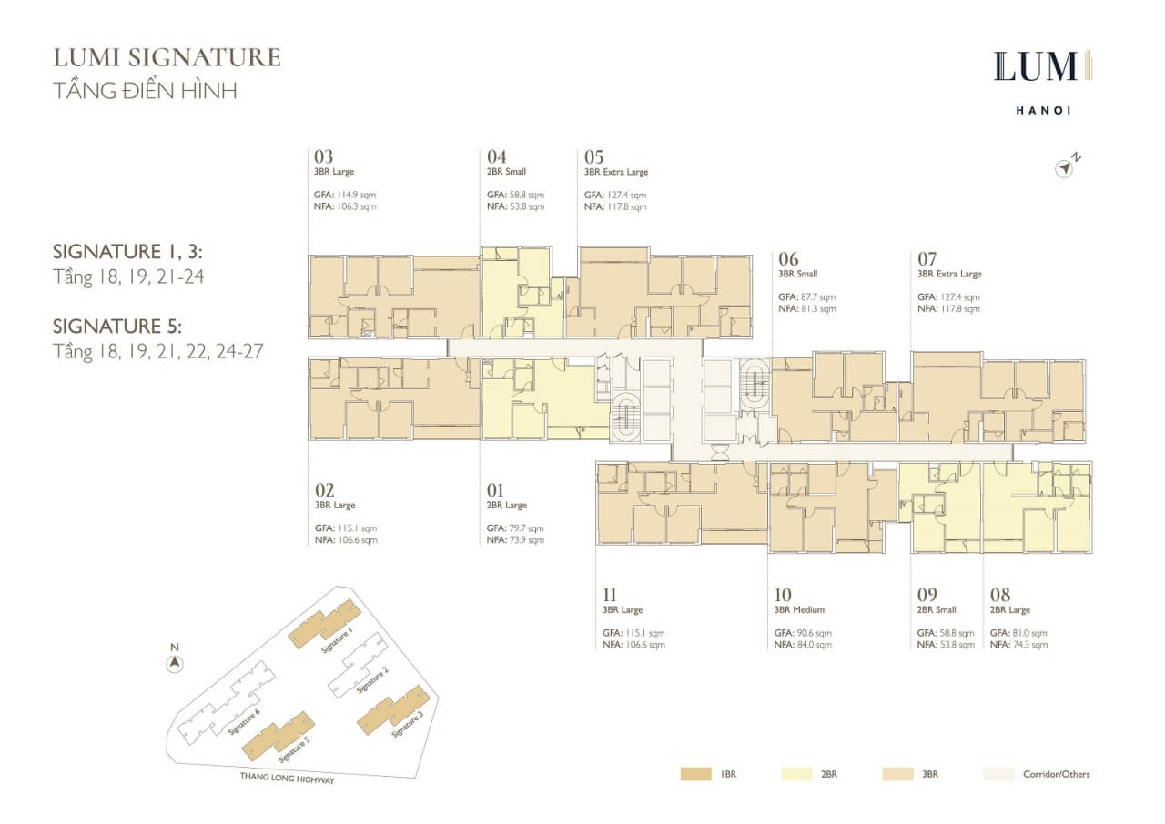 Mặt bằng Lumi hanoi tầng 18 - 24