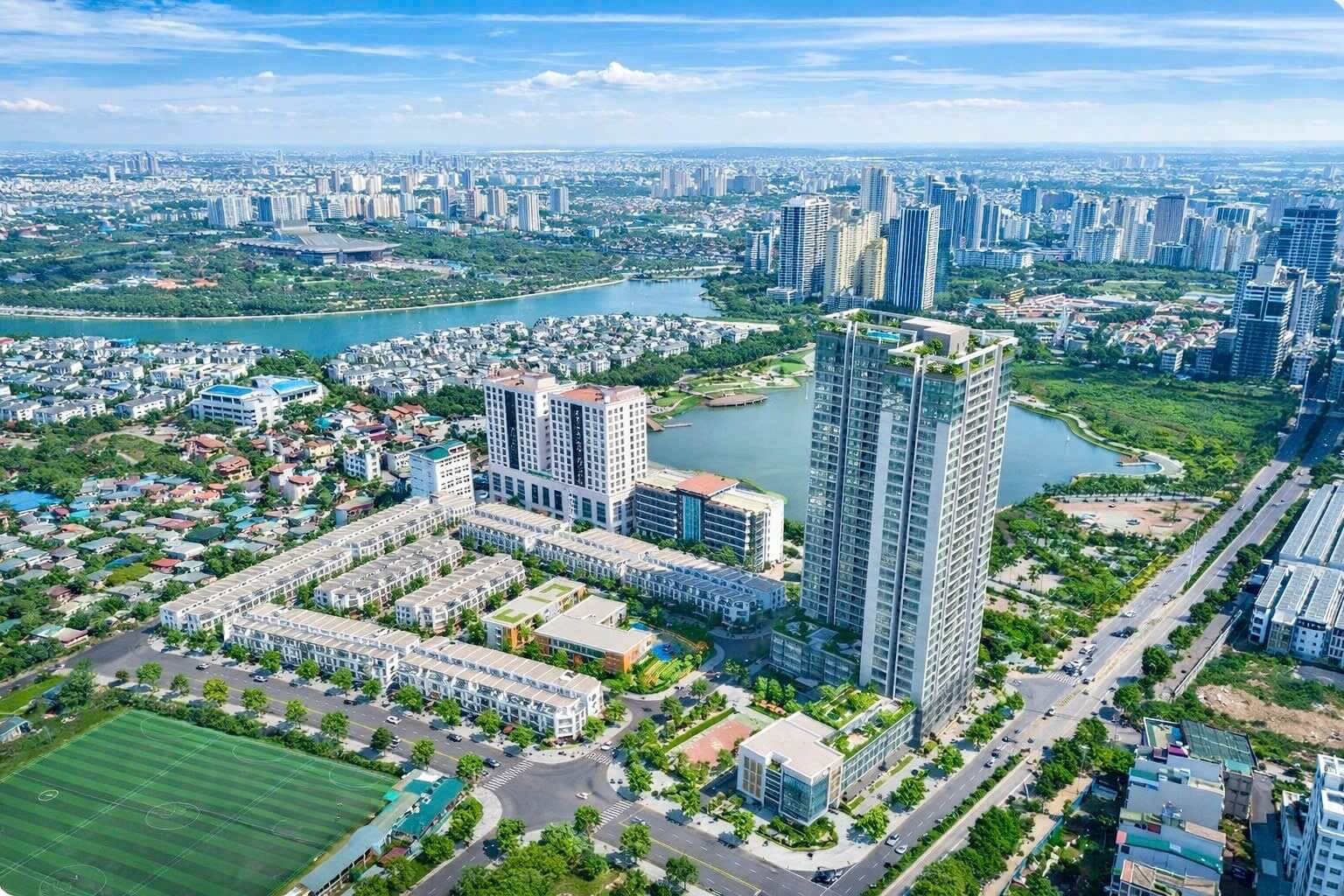 Vị trí tiếp giáp hai hồ điều hòa lớn mang lại của Iconia Lakeside 
