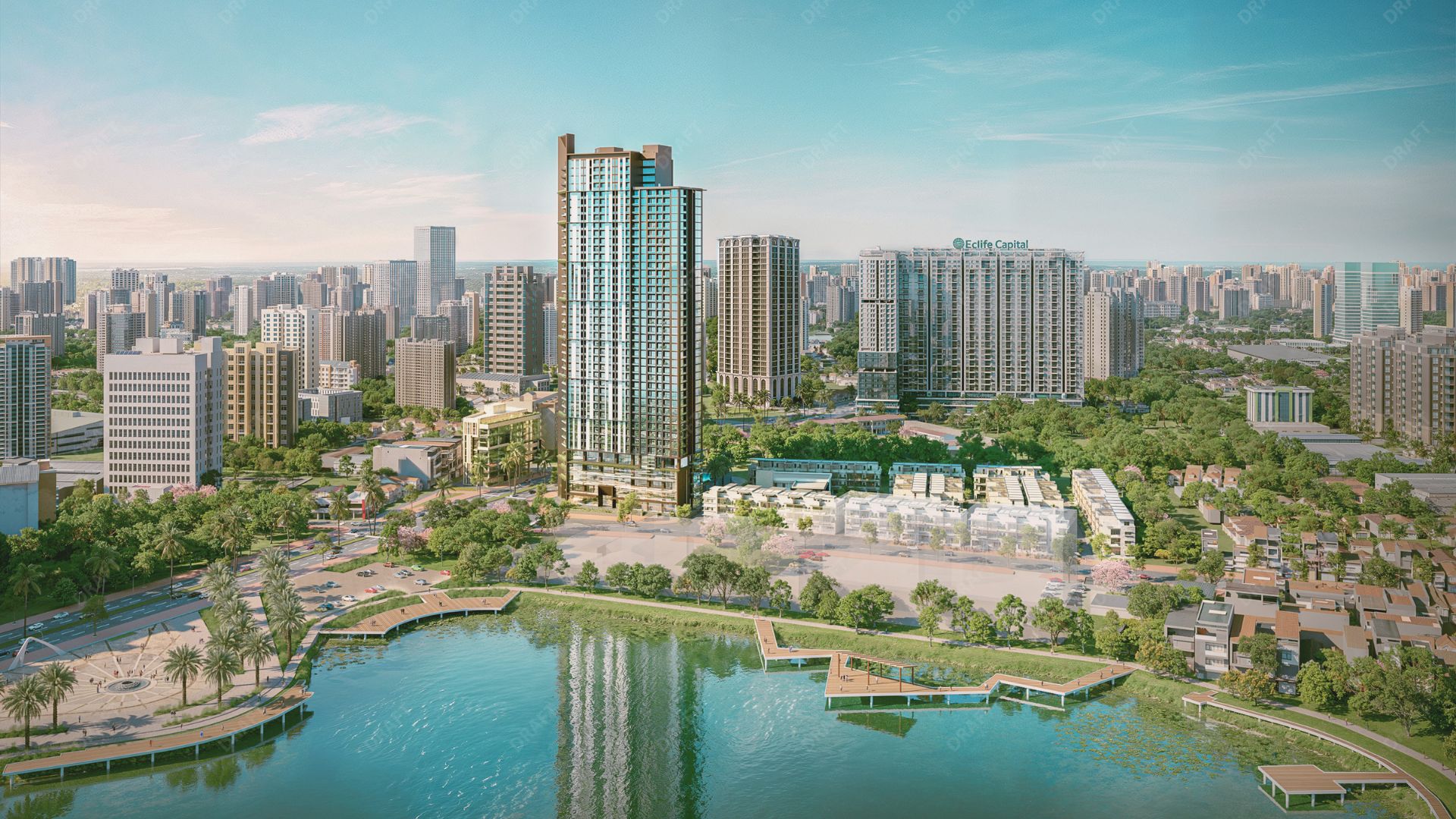 Phối cảnh mặt bằng Iconia Lakeside bên hồ điều hòa Mễ Trì